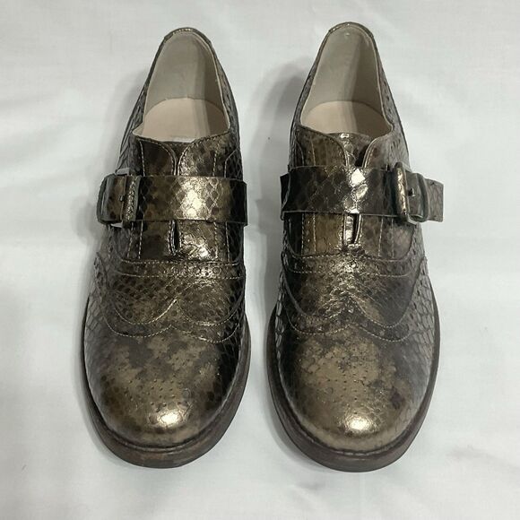 Clarks Tomina Mia Bronze Metallic Leather Wingtip Oxfords Womens Size 9.5M EU 41 - Picture 1 of 8
